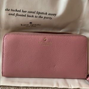 Pink Kate spade zip around wallet